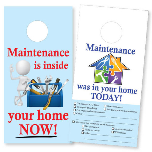 Maintenance Door Hanger w/checklist