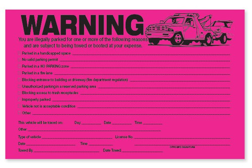 Parking Violation GIANT  5" x 8" WARNING!