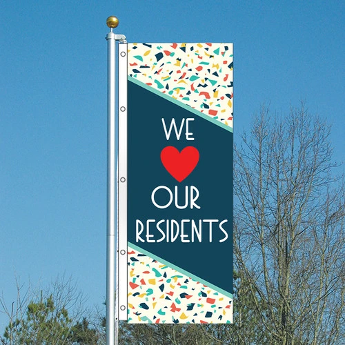 Confetti -  WLOR 3x8 Vertical Outdoor Marketing Flag