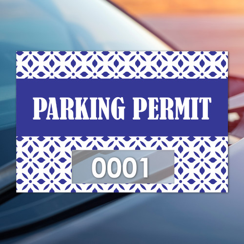 "Diamonds" Blue Rectangle Parking Permit Static Cling