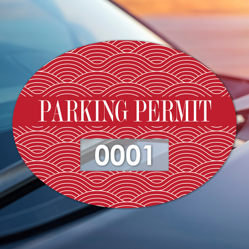 "Rolling Hills" Red Oval Parking Permit Static Cling