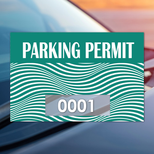 "Wave" Teal Rectangle Parking Permit Static Cling