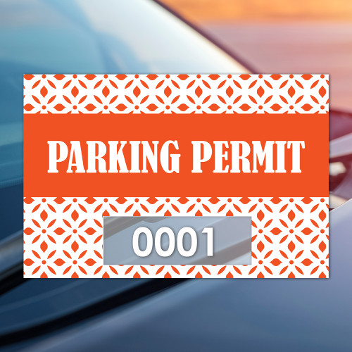"Diamonds" Orange Rectangle Parking Permit Static Cling