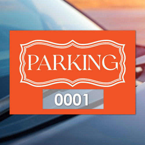 Orange Rectangle Parking Permit Static Cling