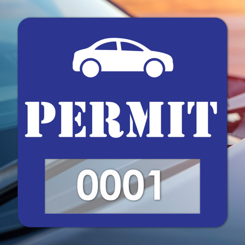 Blue "Car" Square Parking Permit Static Cling