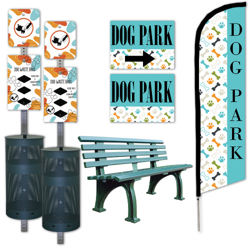 "Abstract Paw" Dog Park Station & Bench Bundle