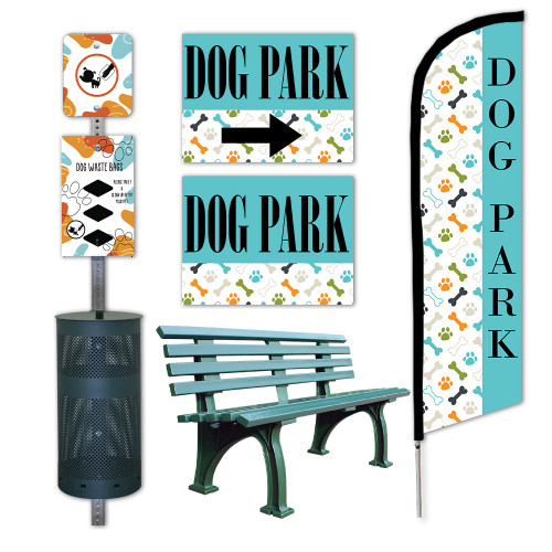 "Abstract Paw" Dog Park Station & Bench Bundle