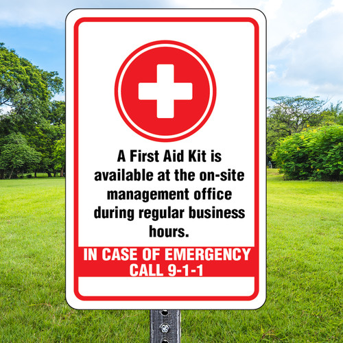 First Aid Kit: 12"x 18" Heavy Duty Aluminum Sign