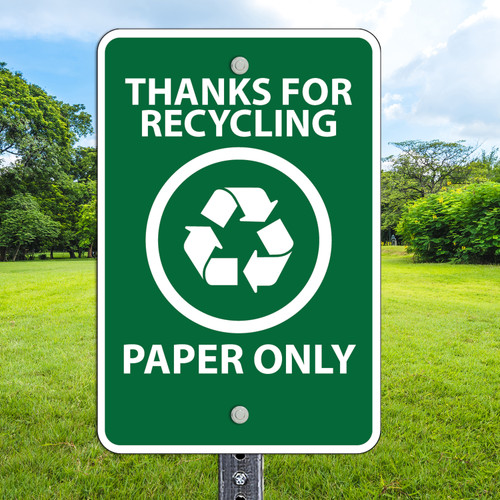 Recycling Paper Only- 12" x 18"  Aluminum Sign