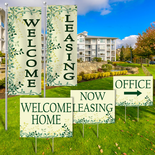 Green Vines - Vertical Flag and Yard Sign Marketing Bundle