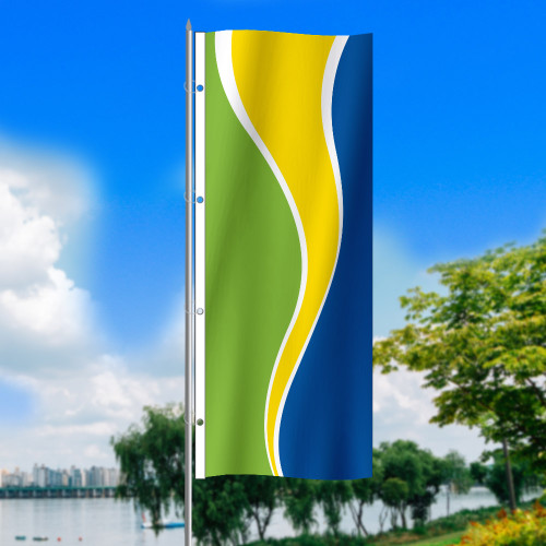 Lime Yellow Royal Blue Whirlwind - 3x8 Vertical Outdoor Marketing Flag