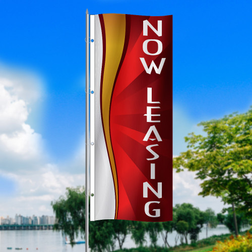 Red Gold Nickel Leasing Whirlwind - 3x8 Vertical Outdoor Marketing Flag