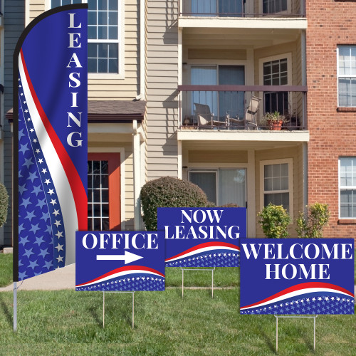 Patriotic Blue Star - Feather Flag and Yard Sign Marketing Bundle  SS