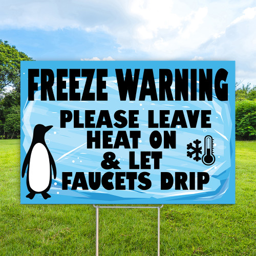 Freeze Warning (Penguin) 12"x 18" Yard Sign