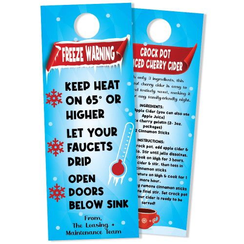 Freeze Warning Recipe Door Hanger