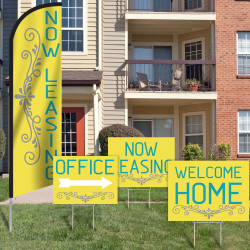 Hello Yellow - Double Sided Feather Flag and Yard Sign Marketing Bundle
