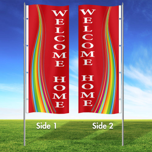 Red Swirl- Double Sided 3x8 Vertical Wave Flag
