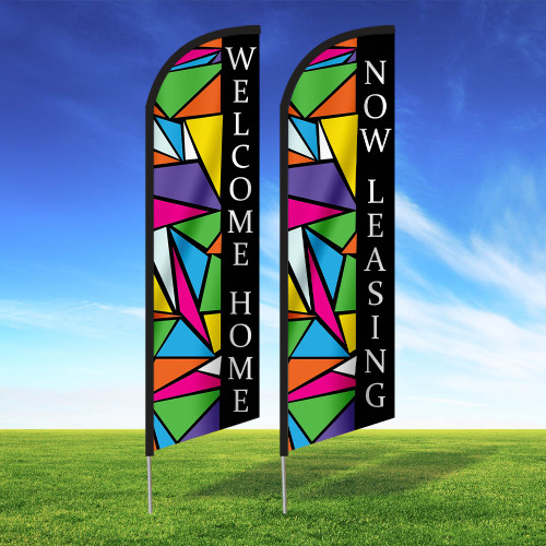 Colorful Stained Glass - Double Sided Feather Flag Kit