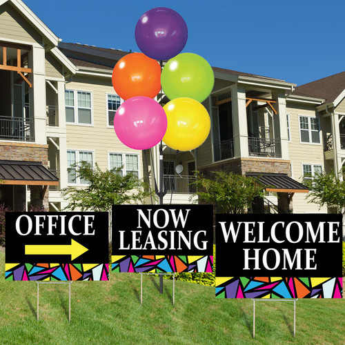 Colorful Stained Glass - Reusable Vinyl Balloon Cluster and Yard Sign Marketing Bundle