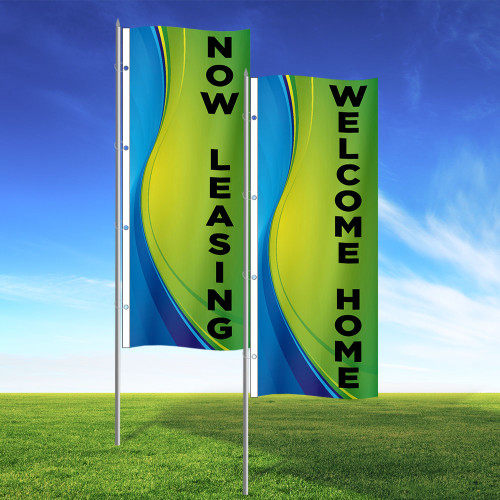Coastal Waves- Double Sided 3x8 Vertical Wave Flag