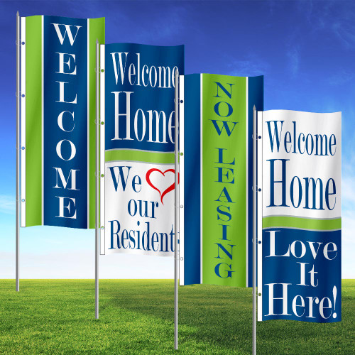 Cheerful- Double Sided 3x8 Vertical Wave Flag