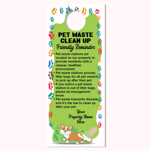 Custom Door Hanger: Pet Waste Clean Up Reminder