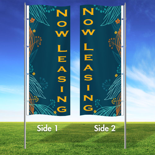 Happy Blossom - Double Sided 3x8 Vertical Wave Flag