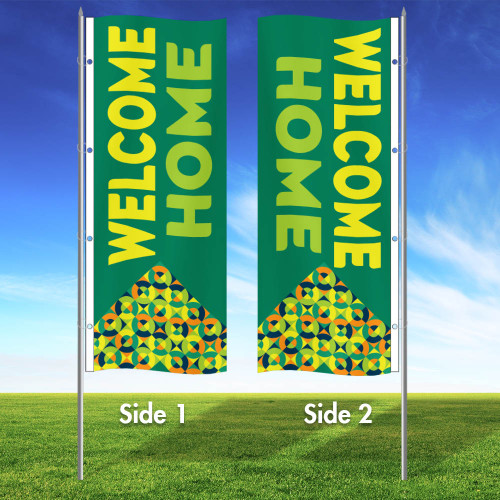 Vibrant Verde - Double Sided 3x8 Vertical Wave Flag