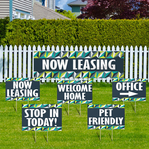 Mosaic Geo Blue- Banner and Yard Sign Marketing Bundle