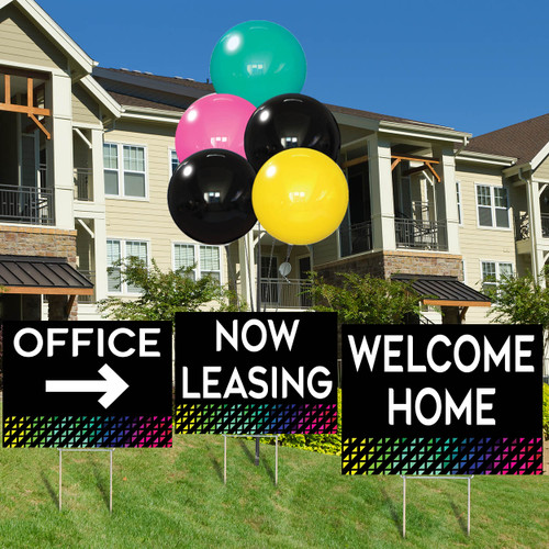 Prismatic Neon Style - Reusable Balloon Cluster and Yard Sign Marketing Bundle