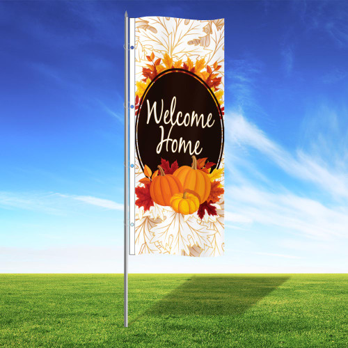 Pumpkin Glow - 3x8 Vertical Wave Flag Double Sided