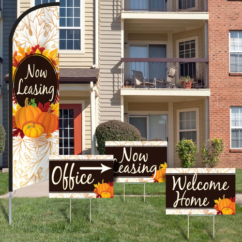 Pumpkin Glow - Feather Flag and Yard Sign Marketing Bundle