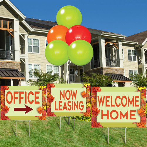 Crisp Leaves - Reusable Balloon Cluster and Yard Sign Marketing Bundle