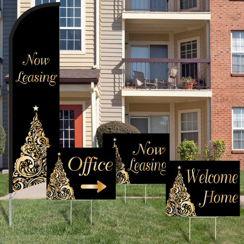 Black Tie Holiday - Feather Flag and Yard Sign Marketing Bundle