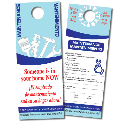 Maintenance Checklist Door Hanger - Bilingual English Spanish