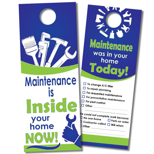 Maintenance Checklist Door Hanger - Green & Blue