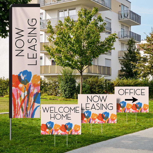 Bright Flowers - Rectangle Flag and Yard Sign Marketing Bundle