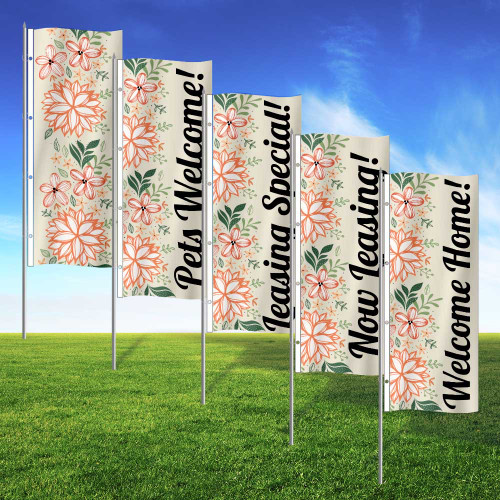 Fresh Flowers- 3x8 Vertical Wave Flag Double Sided