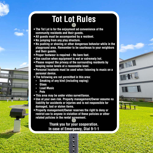 Tot Lot Rules: Heavy Duty Aluminum Sign