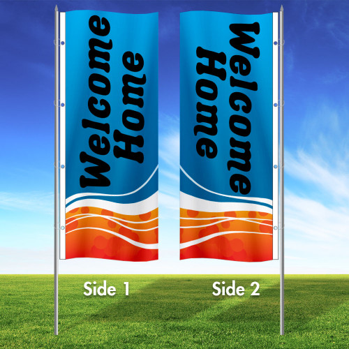 Tangerine Tide- 3x8 Vertical Wave Flag Double Sided