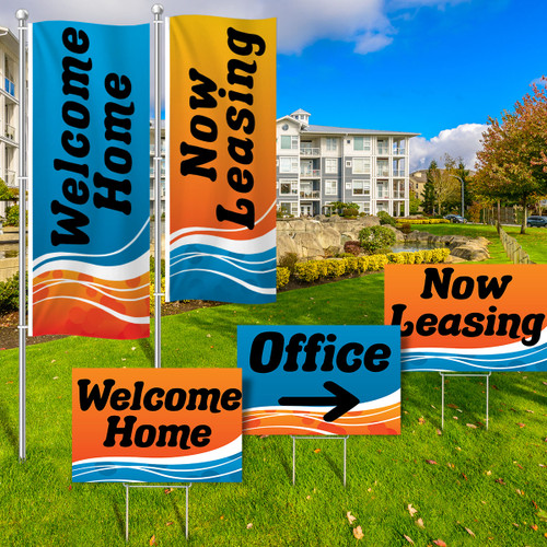 Tangerine Tide - Vertical Flag and Yard Sign Marketing Bundle