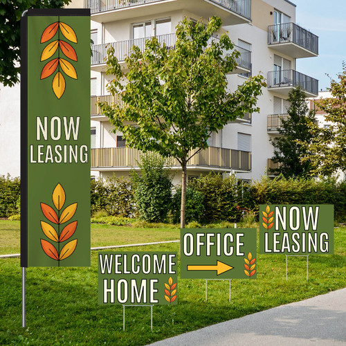 Golden Leaves - Rectangle Flag and Yard Sign Marketing Bundle
