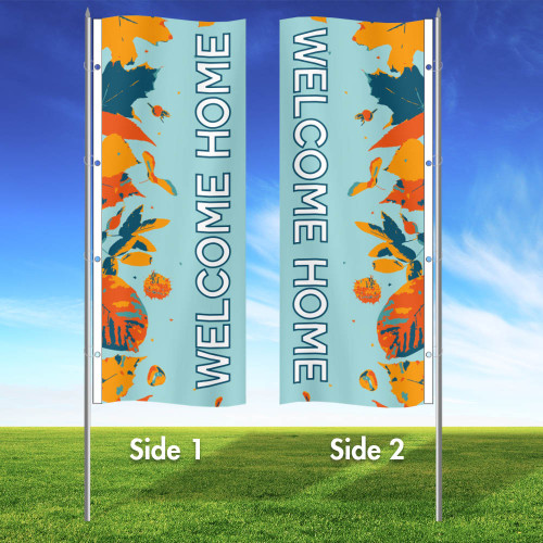 Hello Autumn- 3x8 Vertical Wave Flag Double Sided