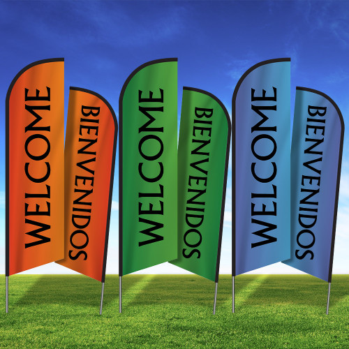 Dual Delight Bilingual Double Sided Feather Flag Kit- Select Your Color!