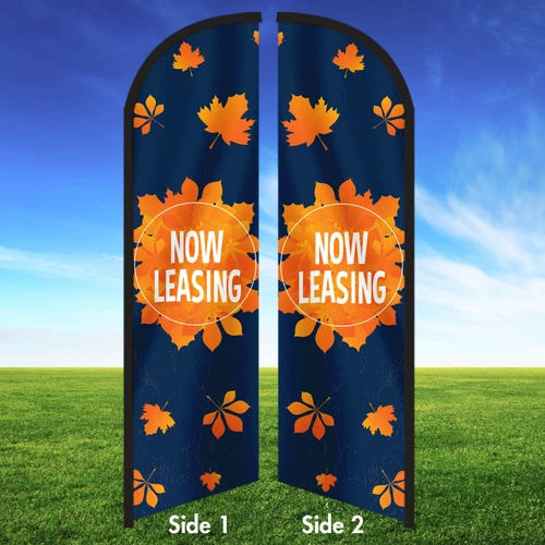 Twilight Leaves Now Leasing - Double Sided Feather Flag