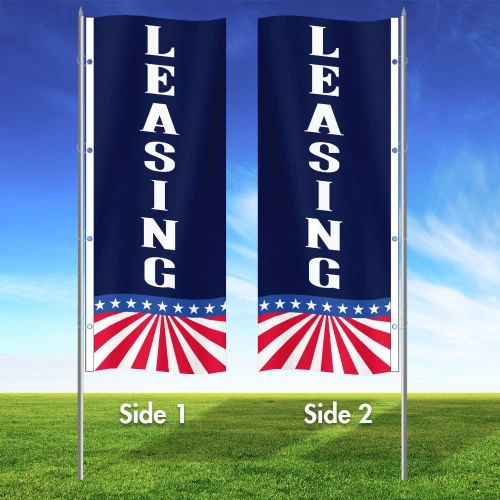 American Star - Leasing Double Sided 3x8 Vertical Wave Flag