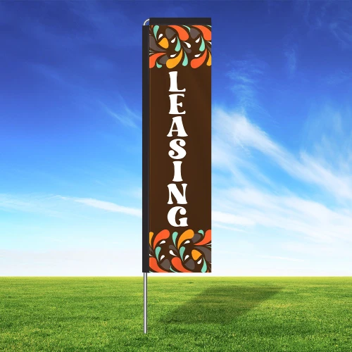 Abstract Drops (Brown) Rectangle Flag - LEASING
