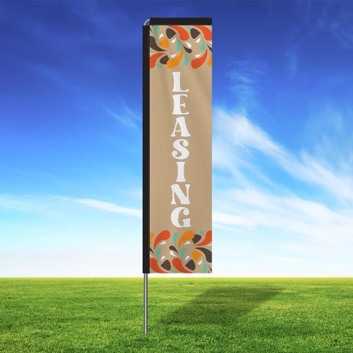 Abstract Drops (Gold) Rectangle Flag LEASING
