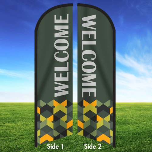 Sage X- Double Sided Feather Flag WELCOME