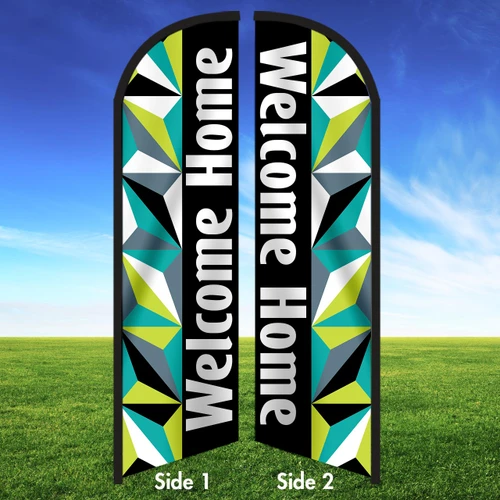Mosaic Geo Black - Double Sided Feather Flag WH
